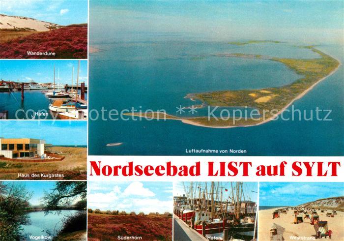 List Sylt Nordseebad Fliegeraufnahme Wanderduene Hafen Haus Des Kurgastes Vogelkoje Suederhoern Strand Kat List Nr Kn69272 Oldthing Ansichtska