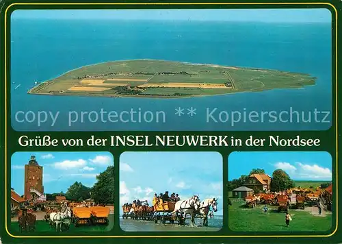 Insel Neuwerk Fliegeraufnahme Pferdekutschen Kat. Hamburg