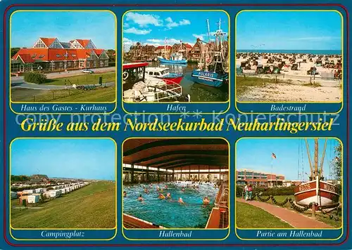 Neuharlingersiel Haus des Gastes Kurhaus Hafen Badestrand Campingplatz Hallenbad  Kat. Neuharlingersiel