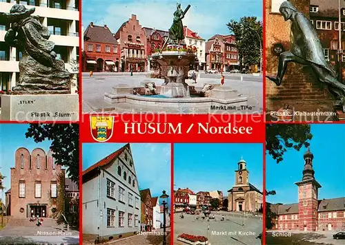 Husum Nordfriesland Sturm Plastik Markt Tine Klabautermann Nissenhaus Kirche Schloss Stormhaus Kat. Husum