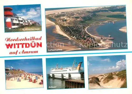 Wittduen Amrum Fliegeraufnahme Anleger Strand Duenen Kniesand Quermarkenfeuer