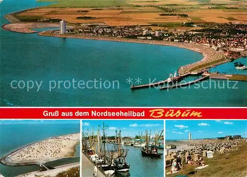 Buesum Nordseebad Fliegeraufnahme Hafen Strand Fischereihafen Kat. Buesum