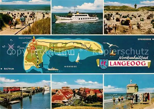 Langeoog Nordseebad Panoramakarte Inselbahn Strand Kat. Langeoog