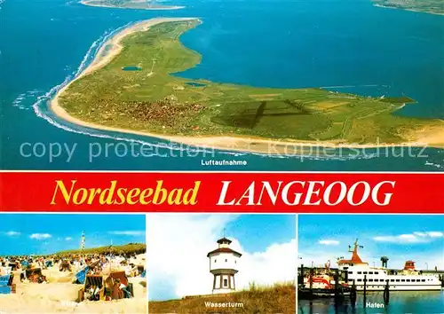 Langeoog Nordseebad Fliegeraufnahme Wasserturm Hafen  Kat. Langeoog