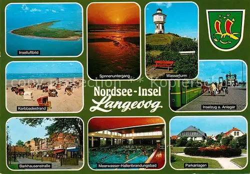 Langeoog Nordseebad Inselzug Anleger Parkanlagen Fliegeraufnahme Sonnenuntergang Kat. Langeoog