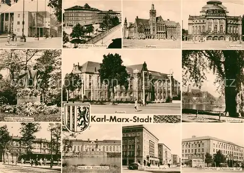 AK / Ansichtskarte Karl Marx Stadt Stadtbad Hauptbahnhof Hotel Chemnitzer Hof Oberschule  Kat. Chemnitz