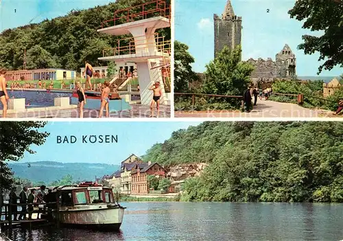 AK / Ansichtskarte Bad Koesen Schwimmbad der Jugend Rudelsburg Dampferanlegestelle Kat. Bad Koesen