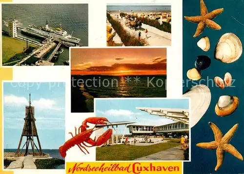 AK / Ansichtskarte Cuxhaven Nordseebad Fliegeraufnahme Hafen Strand Seezeichen Kat. Cuxhaven
