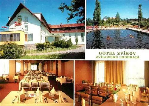 AK / Ansichtskarte Zvikovske Podhradi Hotel Zvikov Speisesaal Gastraum Schwimmbad