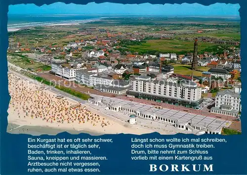 AK / Ansichtskarte Borkum Nordseebad Gedicht Fliegeraufnahme Kat. Borkum