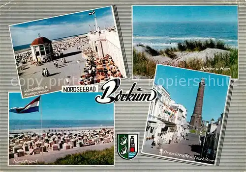 AK / Ansichtskarte Borkum Nordseebad Wandelhalle Musikpavillon Duenen und Meer Strand Leuchtturm Kat. Borkum