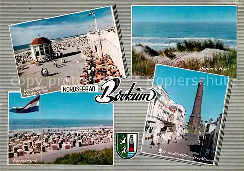 AK / Ansichtskarte Borkum Nordseebad Wandelhalle Musikpavillon Duenen und Meer Strand Leuchtturm Kat. Borkum