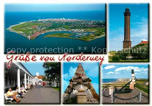 AK / Ansichtskarte Norderney Nordseebad Fliegeraufnahme Leuchtturm Promenade Denkmal Anker Kat. Norderney