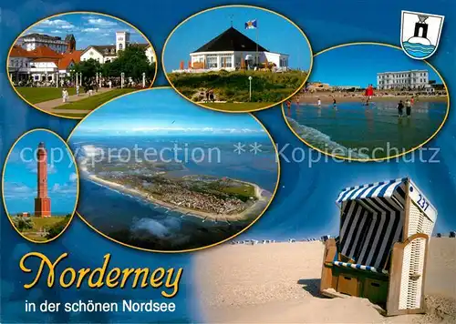 AK / Ansichtskarte Norderney Nordseebad Teilansichten Gaststaette Hotel Strand Leuchtturm Strandkorb Fliegeraufnahme Kat. Norderney