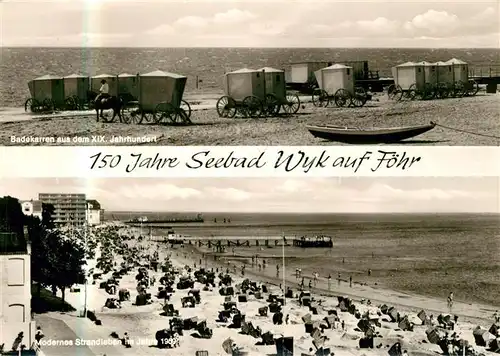 AK / Ansichtskarte Wyk Foehr Badekarren aus dem 14. Jhdt. Strandleben im Jahre 1969 Kat. Wyk auf Foehr