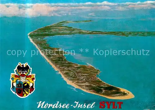 AK / Ansichtskarte Insel Sylt Fliegeraufnahme Wappen Kat. Westerland