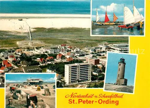 AK / Ansichtskarte St Peter Ording Nordseeheilbad Schwefelbad Strand Leuchtturm Strandsegeln Kat. Sankt Peter Ording