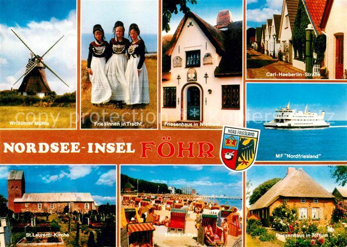 AK / Ansichtskarte Insel Foehr Faehre Duenen Strand Windmuehle