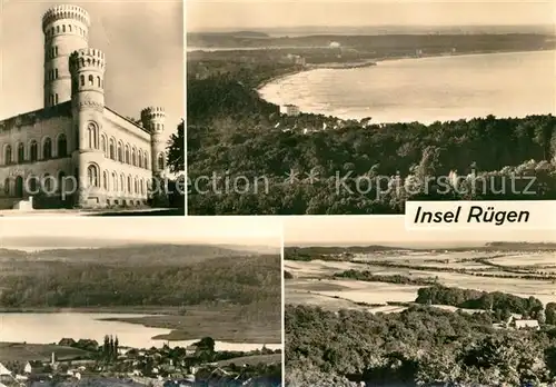 AK / Ansichtskarte Insel Ruegen Blick vom Jagdschloss Granitz nach Binzer Bucht Bahnhof Schmachler See Sellin Baabe Goehren Kat. Bergen