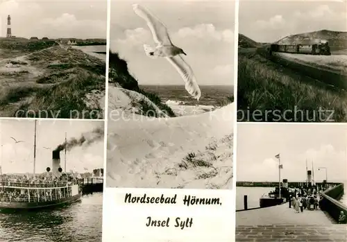 AK / Ansichtskarte Hoernum Sylt Landschaftspanorama Duenen Moewe Leuchtturm Inselzug Hafen Dampfer Kat. Hoernum (Sylt)