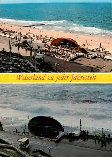 AK / Ansichtskarte Westerland Sylt zu jeder Jahreszeit Musikpavillon Strand Promenade Sturm Kat. Westerland