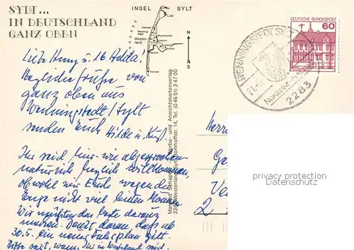 AK / Ansichtskarte Insel Sylt Landkarte Wattenmeer Wappen Kat. Westerland