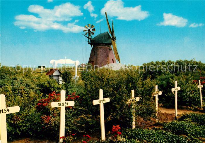 AK / Ansichtskarte Nebel Amrum Friedhof der Heimatlosen Windmuehle Kat