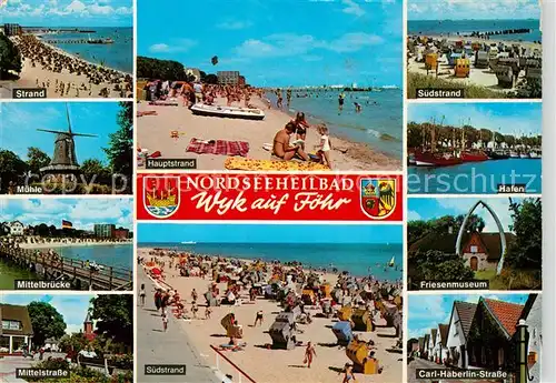 AK / Ansichtskarte Wyk Foehr Hafen Muehle Strand Friesenmuseum Kat. Wyk auf Foehr