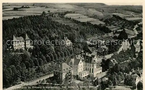 AK / Ansichtskarte Salmuenster Bad Soden Fliegeraufnahme Kur Pension St. Vincenz und Marienheim Kat. Bad Soden am Taunus