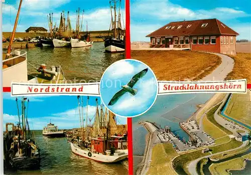 AK / Ansichtskarte Nordstrand Strucklahnungshoern Fliegeraufnahme Hafen Kutter Kat. Nordstrand