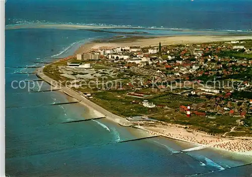 AK / Ansichtskarte Borkum Nordseebad Fliegeraufnahme Strand Bunen Kat. Borkum