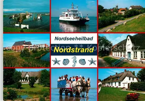 AK / Ansichtskarte Nordstrand Faehre Hafen Friesenhaeuser Kat. Nordstrand