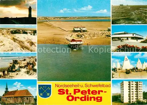 AK / Ansichtskarte Peter Ording St Fliegeraufnahme Sandbank Arche Noah Kirche Brandung Abendstimmung Kat. Sankt Peter Ording