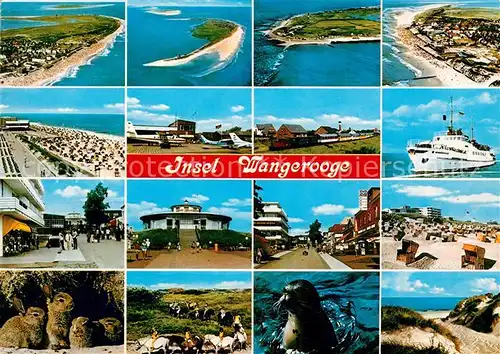 AK / Ansichtskarte Wangerooge Nordseebad Fliegeraufnahme Strand Faehrschiff Hafen Seeloewe Flughafen Kat. Wangerooge