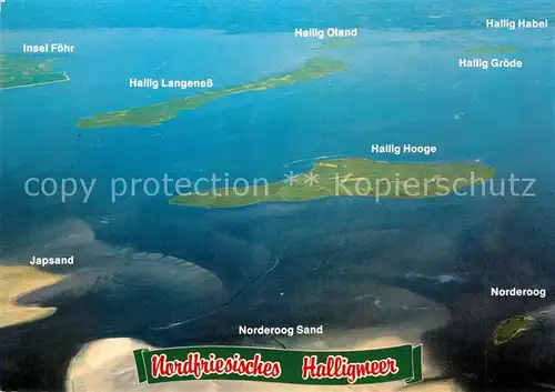 AK / Ansichtskarte Nordfriesland Fliegeraufnahme Halligmeer Inselkarte Kat. 