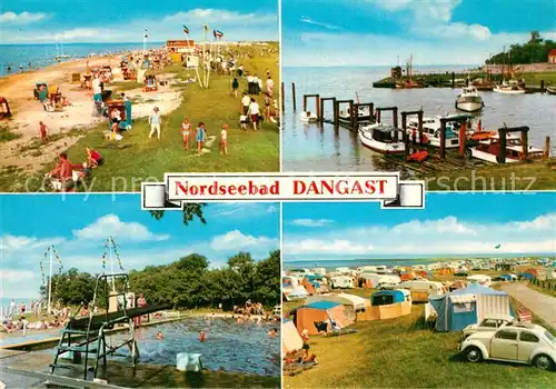 AK / Ansichtskarte Dangast Nordseebad Strand Hafen Schwimmbad Campingplatz