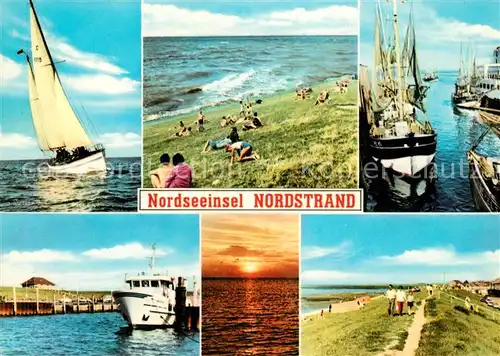 AK / Ansichtskarte Nordstrand Segelboot Hafen Strand  Kat. Nordstrand