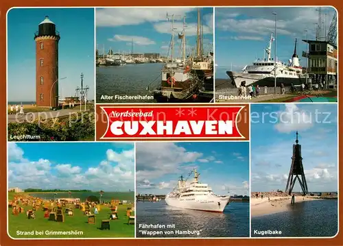 Cuxhaven Nordseebad Leuchtturm Alter Fischereihafen Faehrhafen Wappen von Hamburg Kugelbake Kat. Cuxhaven