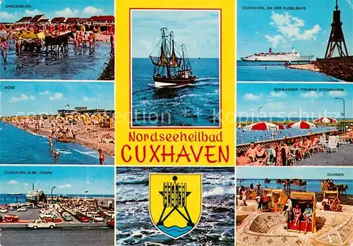 Cuxhaven Nordseebad Sahlenburg Doese Kugelbake Seewasser Freibad Steinmarne Duhnen Faehre Kat. Cuxhaven