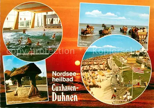 Duhnen Nordsee Strand Promenade Dorfbrunnen Wattwagen Schwimmbad Kat. Cuxhaven