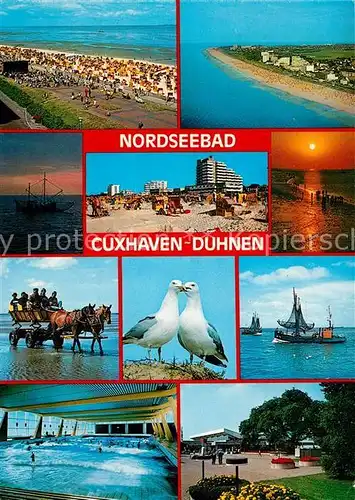Cuxhaven Duhnen Nordseebad Strand Moewen Wattwagen Segelboote