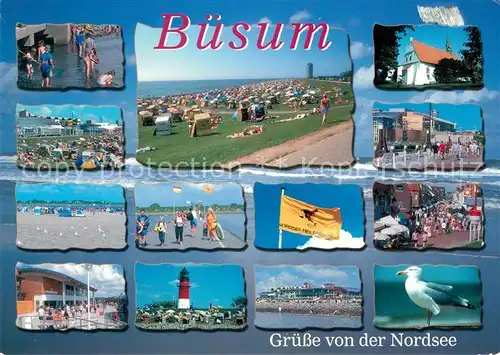 Buesum Nordseebad Strand Leuchtturm Moewe  Kat. Buesum