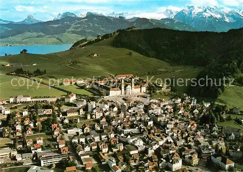 Einsiedeln SZ Fliegeraufnahme Kloster mit Sihlsee Kat. Einsiedeln