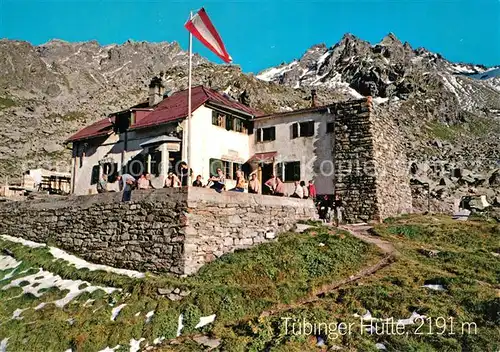 Tuebinger Huette Berghuette mit Valgragges Spitzen Gebirgspanorama Alpen Kat. Gaschurn Silvretta
