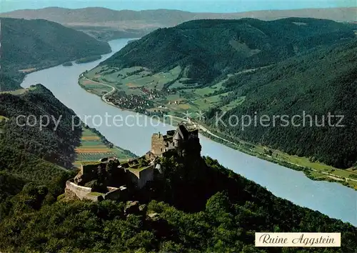 Aggsbach Dorf Ruine Aggstein Donau Fliegeraufnahme
