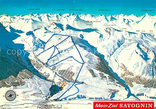 Savognin Skiparadies im Oberhalbstein Winterpanorama Alpen Kat. Savognin