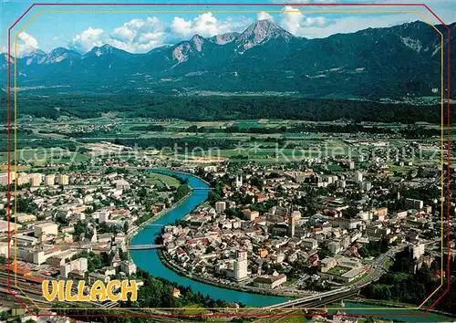 Villach Kaernten gegen Mittagskogel Alpenpanorama Fliegeraufnahme Kat. Villach