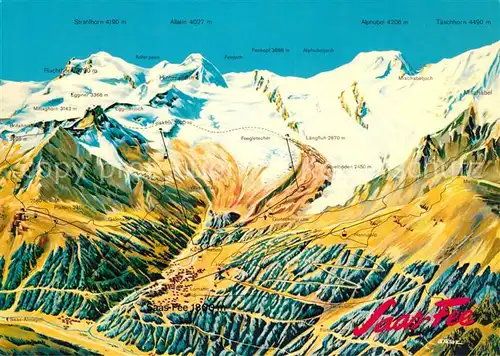 Saas Fee Skigebiet Walliser Alpen Kat. Saas Fee