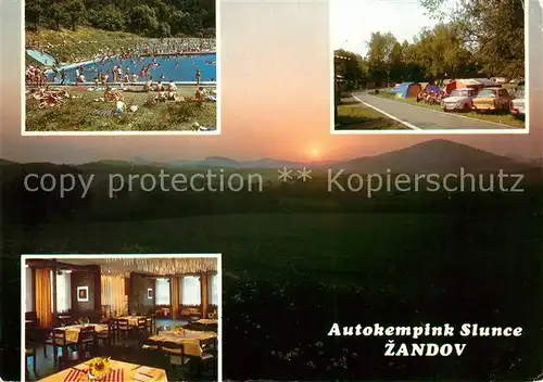 AK / Ansichtskarte Zandov Ceske Lipy Autokempink Slunce Restaurant Freibad Campingplatz