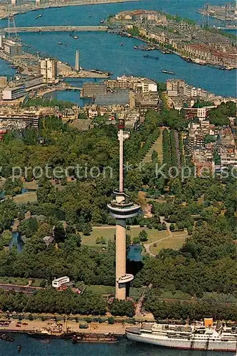 AK / Ansichtskarte Rotterdam Fliegeraufnahme Schiffsbruecke Tower Kat. Rotterdam
